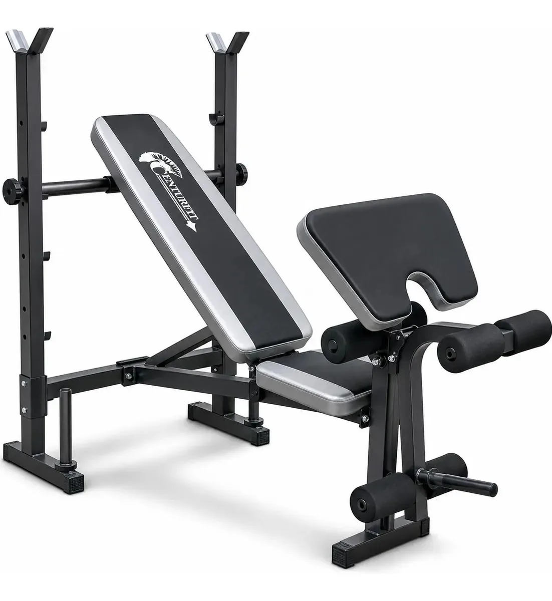 Press Banco Entrenamiento Multifuncional 180 Kg Ajustable 4 Niveles Predicador Pecho Biceps Cuadriceps Gluteos Acero Pesas Mancuernas Barra Gimnasio Casa Fitness Home Gym Gris Respaldo Acolchado