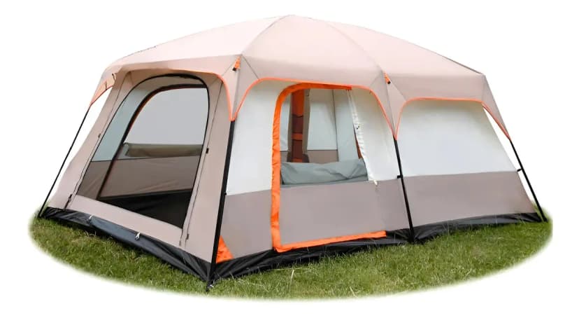 Carpa Camping Tienda Familiar 8 A 12 Personas Impermeable Beige