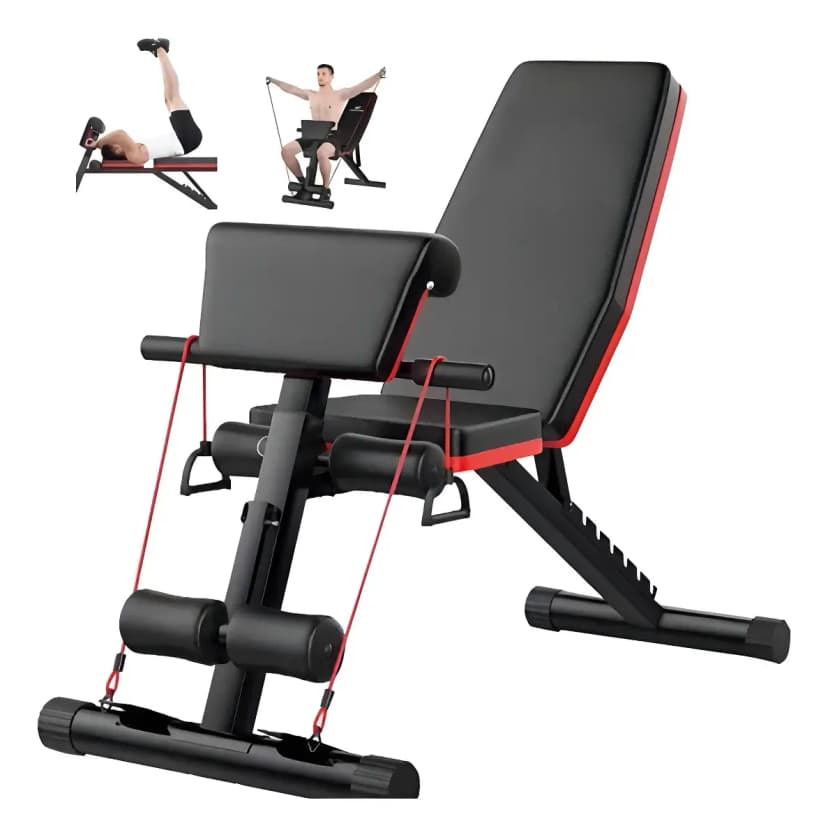 Banco Abdominales Multifuncional Izi Life Negro Plegable Ajustable 45 Funciones