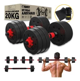 Overfit Set de Mancuernas y Barra Unibles 20 kg