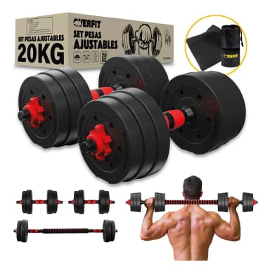 Overfit Set de Mancuernas y Barra Unibles 20 kg