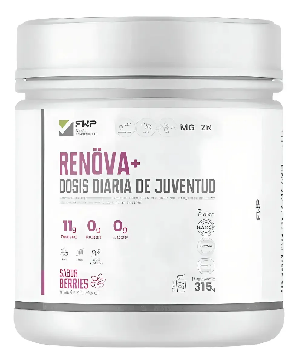 Renova+ Colágeno Hidrolizado Con Resveratrol, Vitamina C, Magnesio Y Zinc Sabor Berries