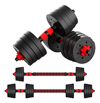Set Mancuernas Pesas Ajustables 30 Kg Barra Unibles Hogar Negro
