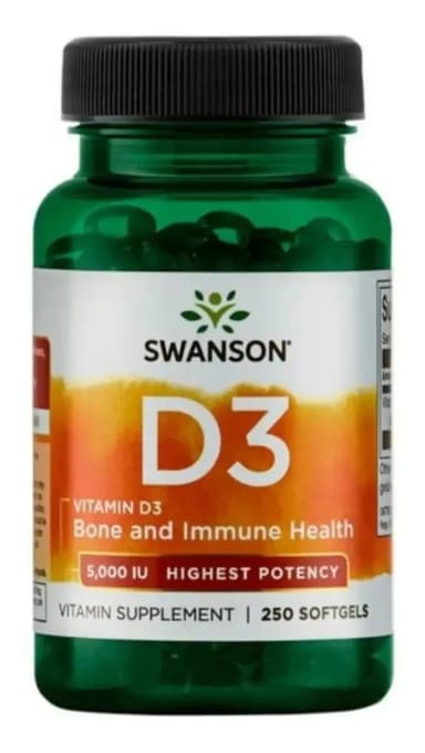 Vitamina D3 5000ui Potencia Max 250 Softgels Swanson