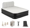 Colchón Inflable Eléctrico Automático Con Respaldo Queen 2 Plazas Bomba Recargable Cama Colchoneta Autoinflable Color Gris